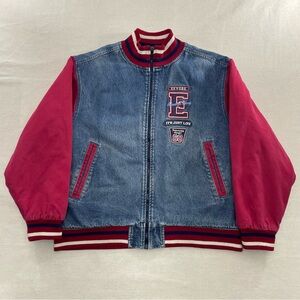 VINTAGE Eeyore Varsity Bomber Jacket Mens M Denim Disney Store Exclusive Y2K